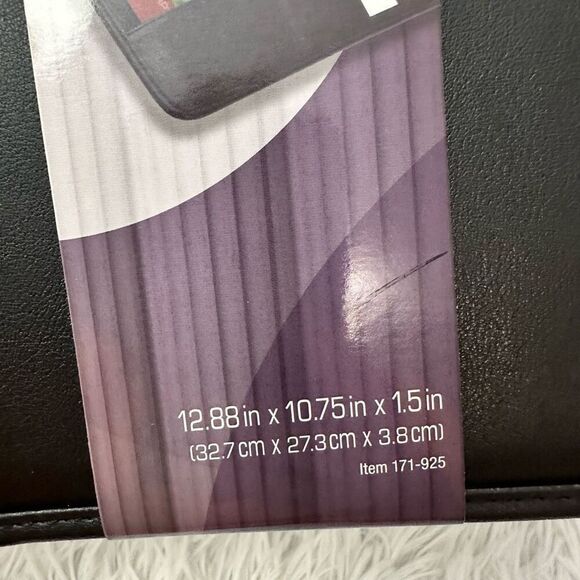 Foray 3 Ring Black Faux Leather Padfolio Binder 1” Ring NEW 13” x 11” Organizer - Picture 3 of 9